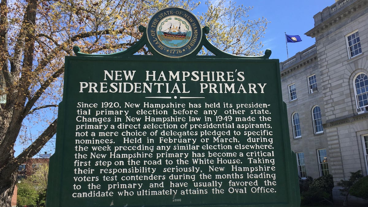 NH presidential primary historical sign