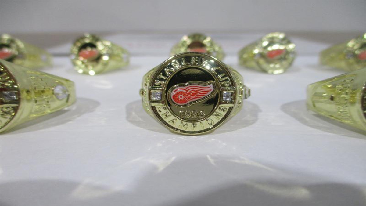 Counterfeit Detroit Red Wings Stanley Cup rings from 1936.