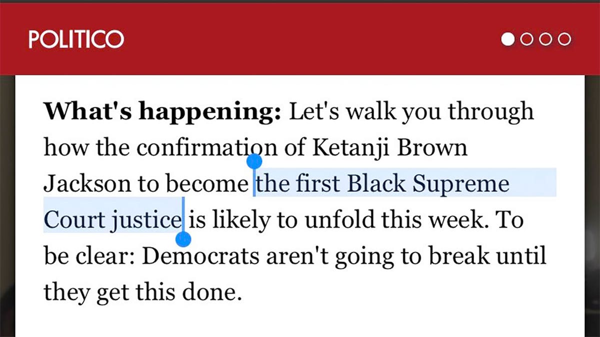 A Politico article claimed that Ketanji Brown Jackson would become the first Black Supreme Court justice.