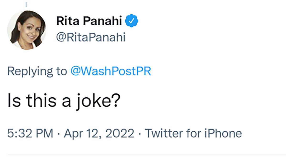Rita Panahi tweeted "Is this a joke?"