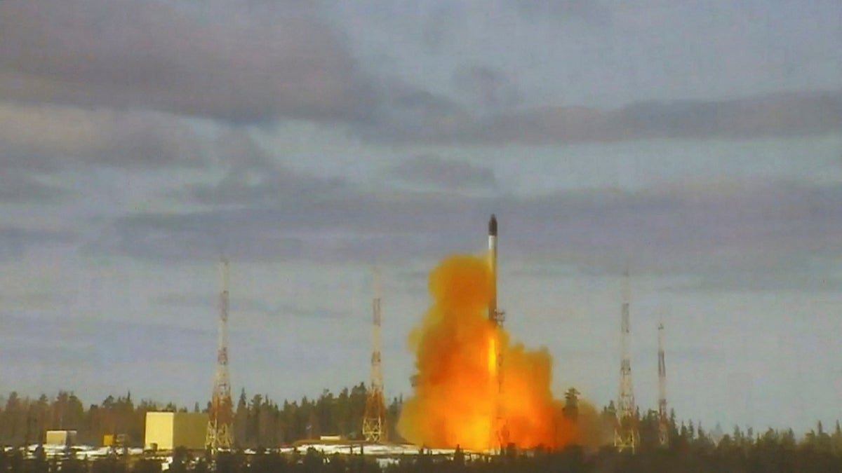Sarmat intercontinental ballistic missile test