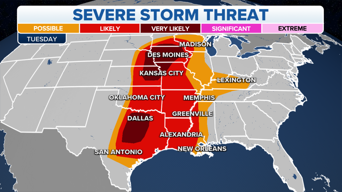 Severe storm threat on Tuesday