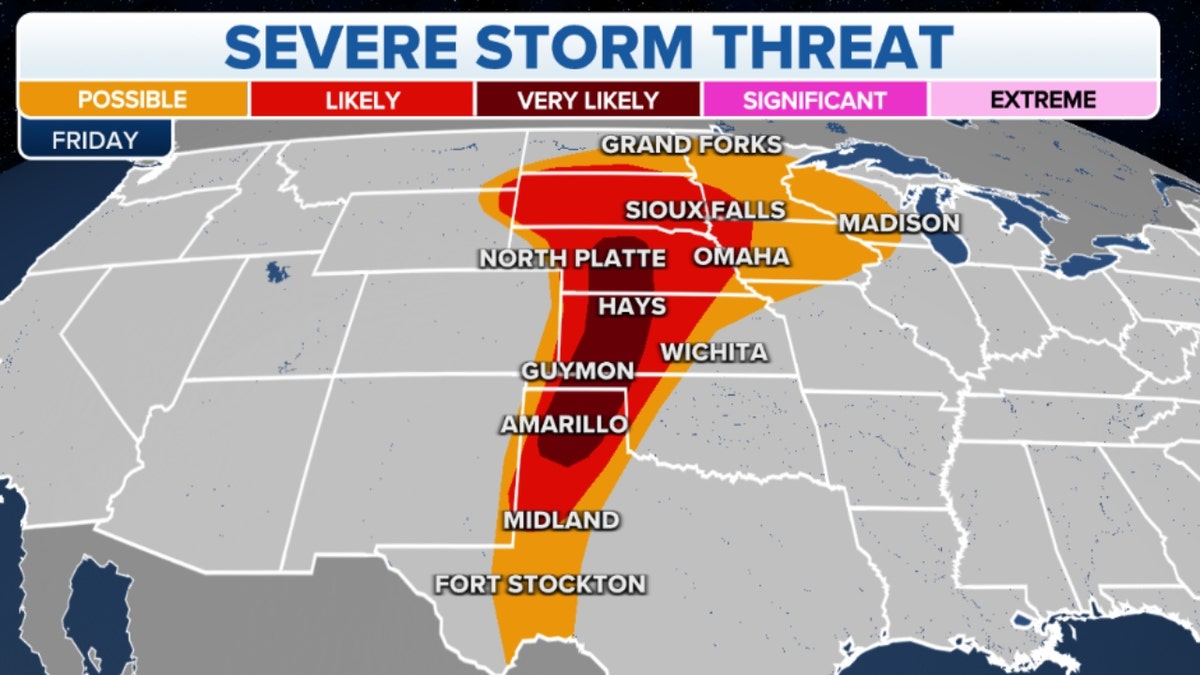 Map of severe storm threats