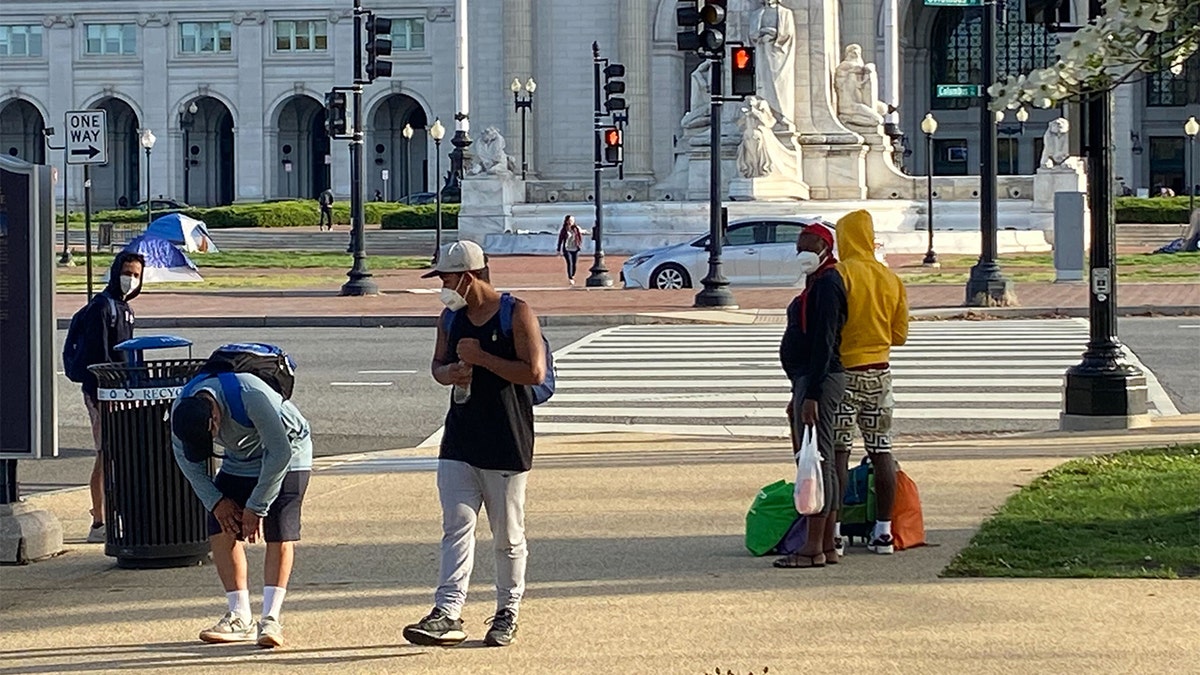 A third bus of migrants who crossed the U.S. border into Texas arrived in Washington, D.C., near the U.S. Capitol, Friday, April 15, 2022.