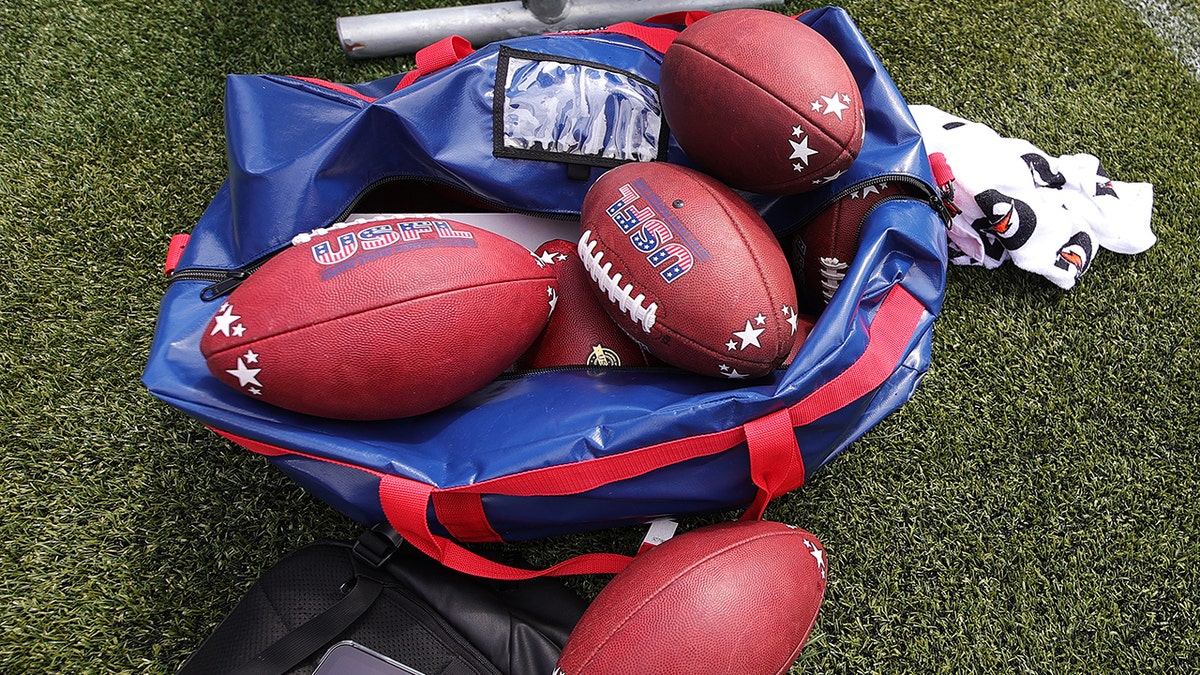 A detail image of USFL equipment before the game between the Philadelphia Stars and the New Orleans Breakers at Protective Stadium on April 17, 2022 in Birmingham, Alabama.