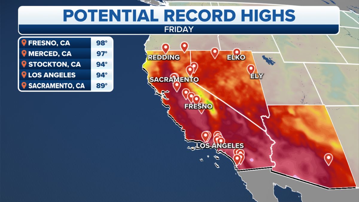 Map of potential western record highs