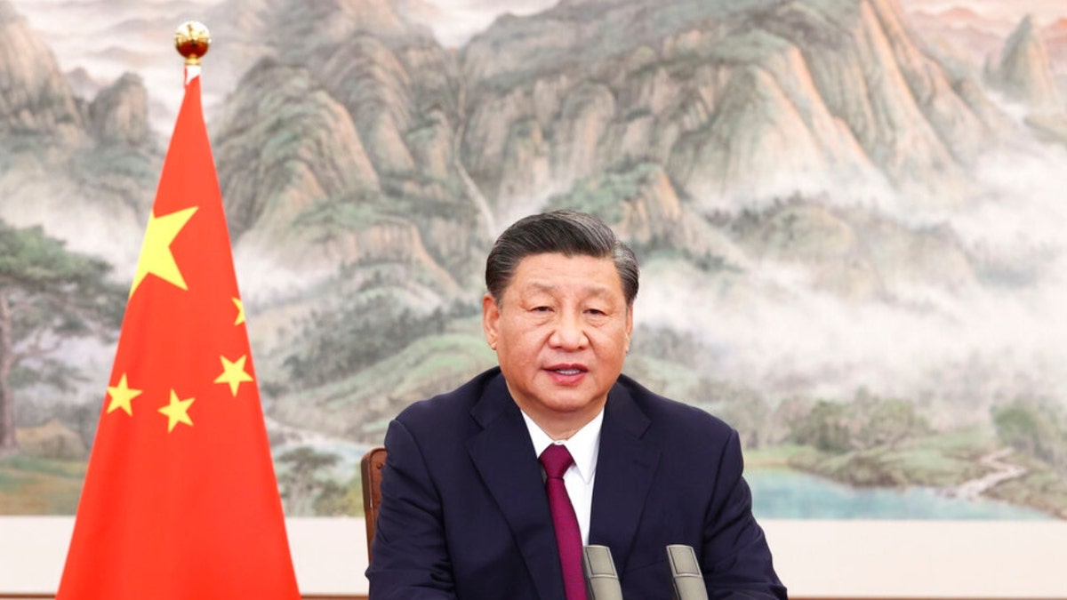 Chinese President Xi Jinping with Chinese flag