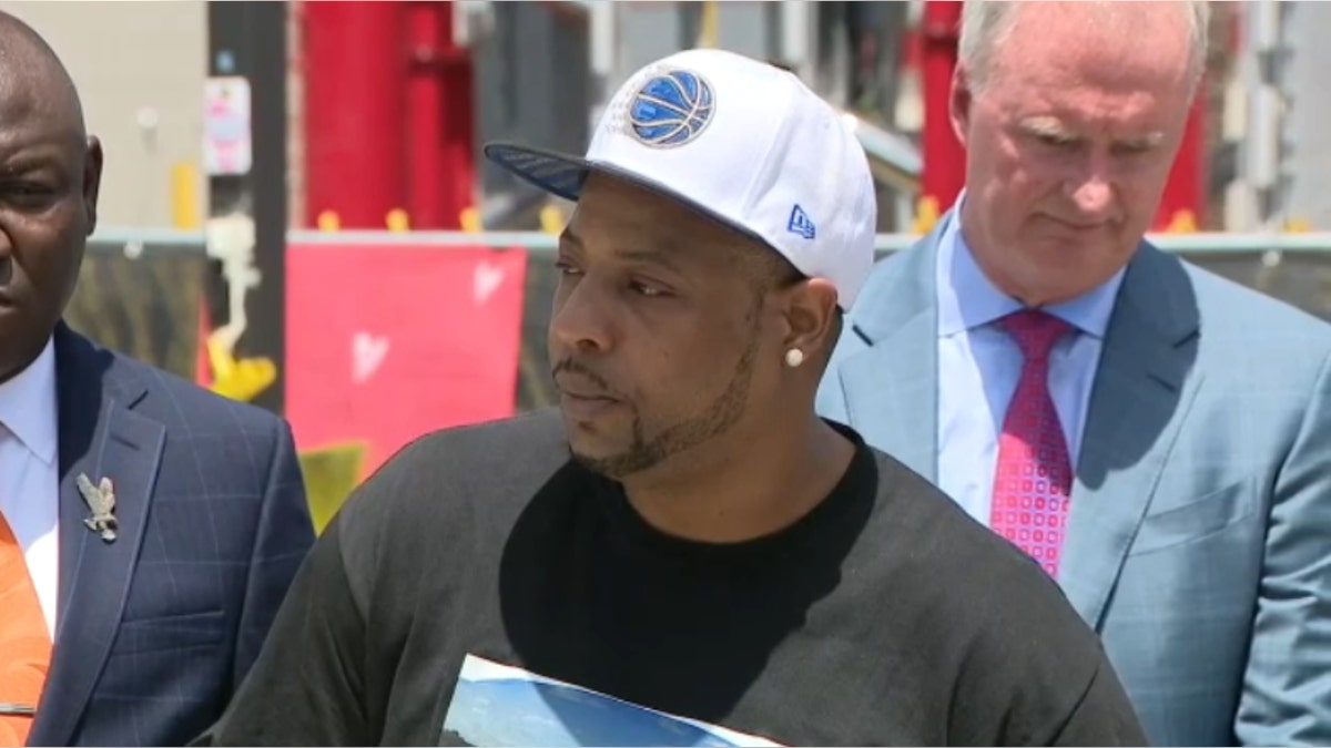 Yarnell Sampson, Tyre Sampson's father, speaks during an April 26 press conference. 