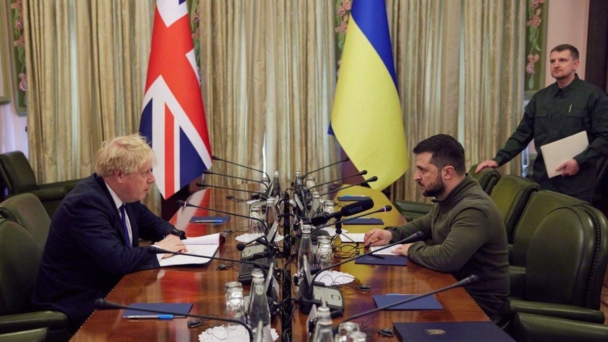 U.K. Prime Minister Boris Johnson meets with Ukrainian President Volodymyr Zelenskyy