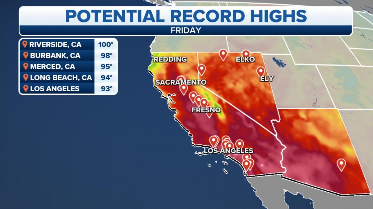 Friday potential western record-high temperatures