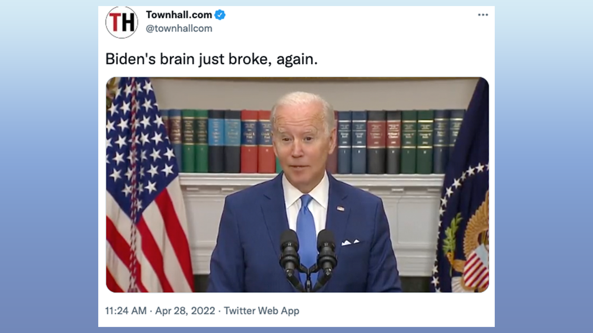 Tweet from Townhall.com criticizing Biden gaffe