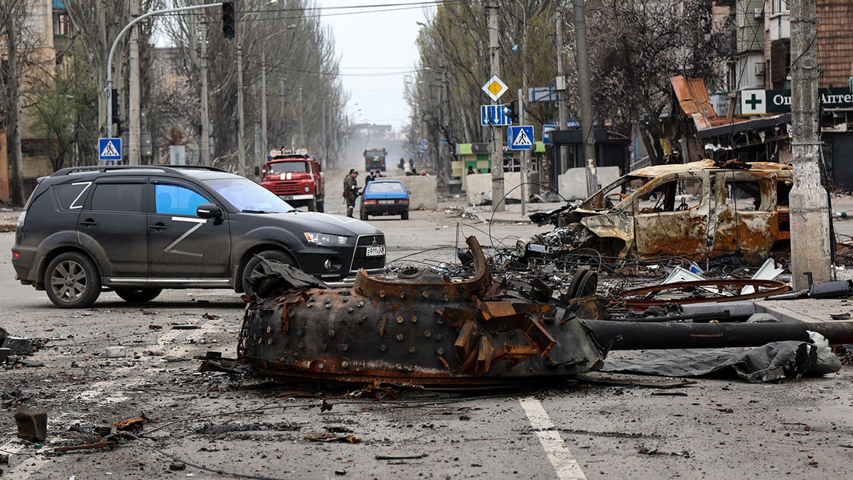 Ukraine burned vehicle