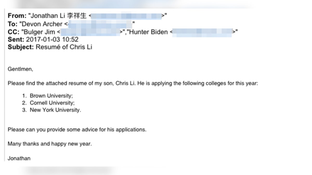 Hunter Biden laptop email