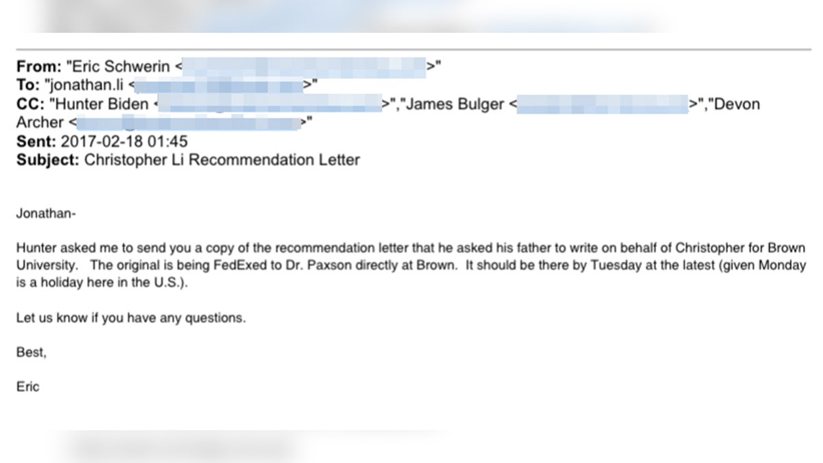 Email from Hunter Biden laptop