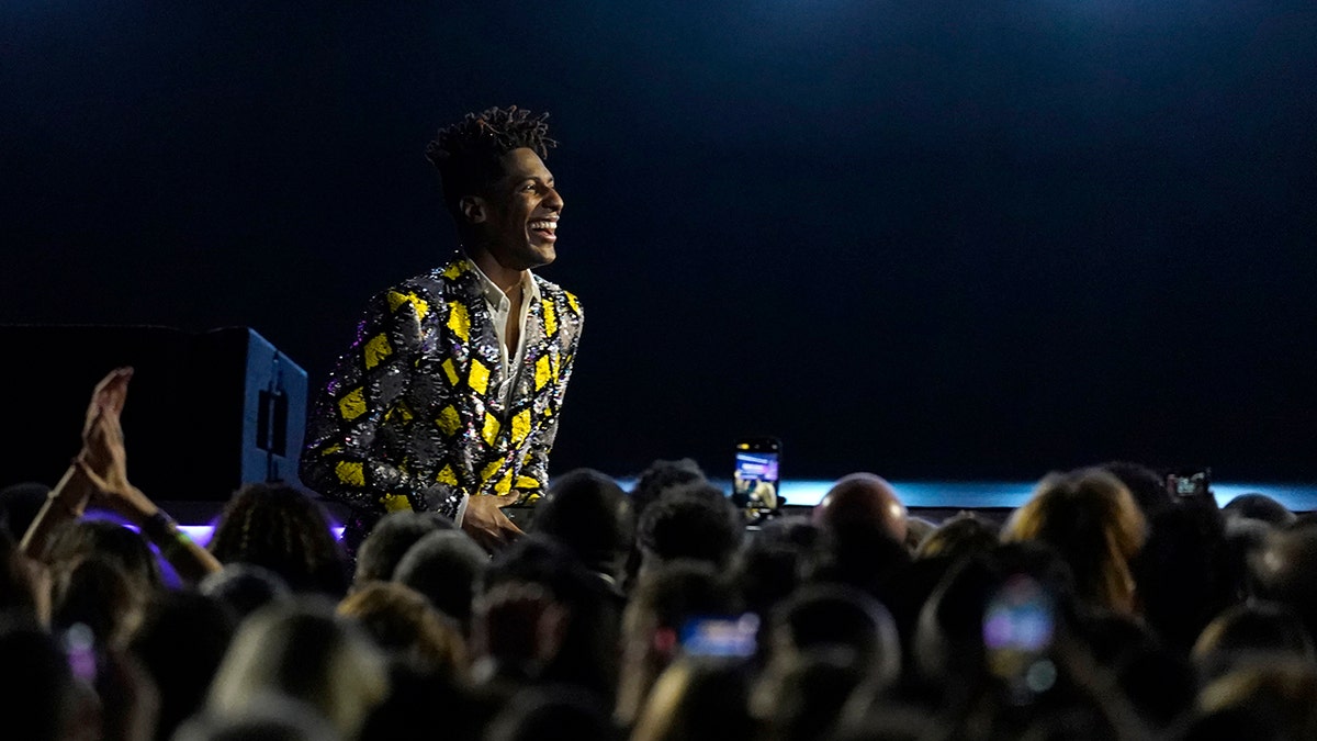 Jon Batiste is seen in the audience before going on stage to accept the award for best music video for "Freedom" at the 64th Annual Grammy Awards on Sunday, April 3, 2022, in Las Vegas. 