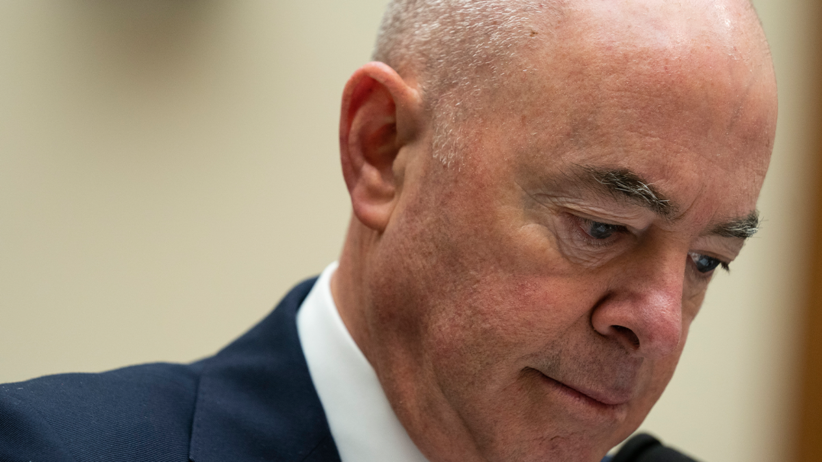 Homeland Security Secretary Alejandro Mayorkas pauses during testimony before the House Judiciary Committee, on Capitol Hill, Thursday, April 28, 2022, in Washington.