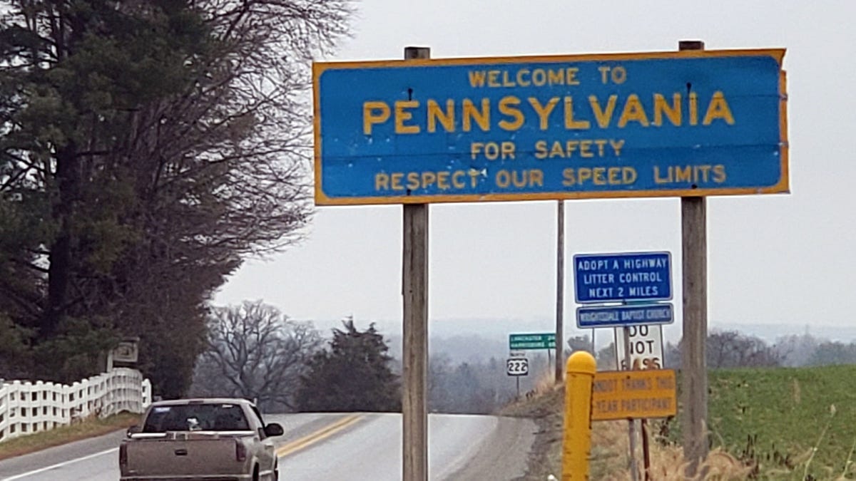 Pennsylvania Welcome Sign on Route 222.