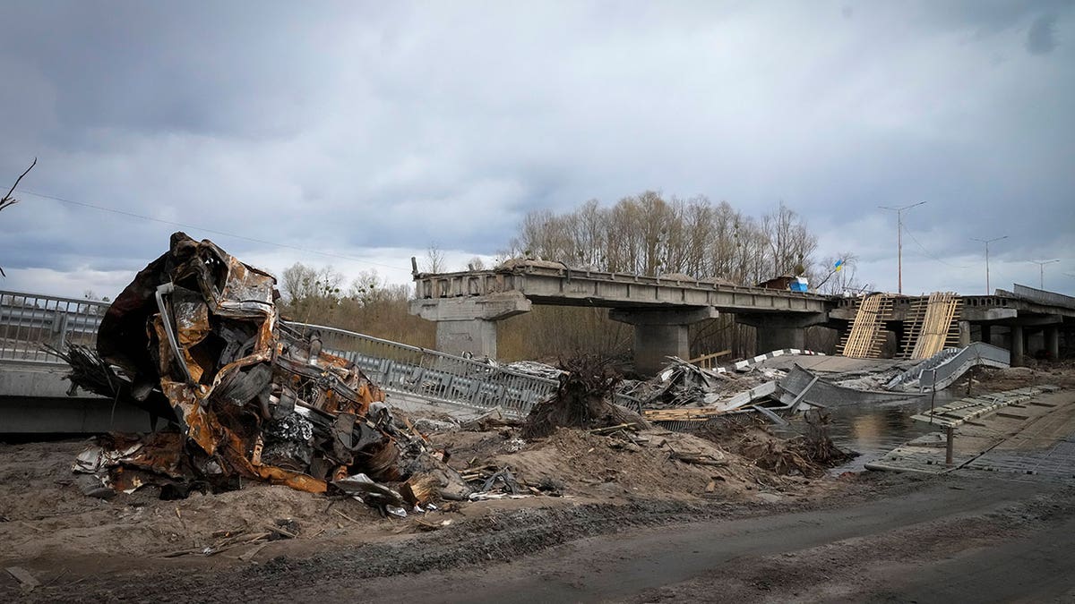 destroyed bridge Ukraine