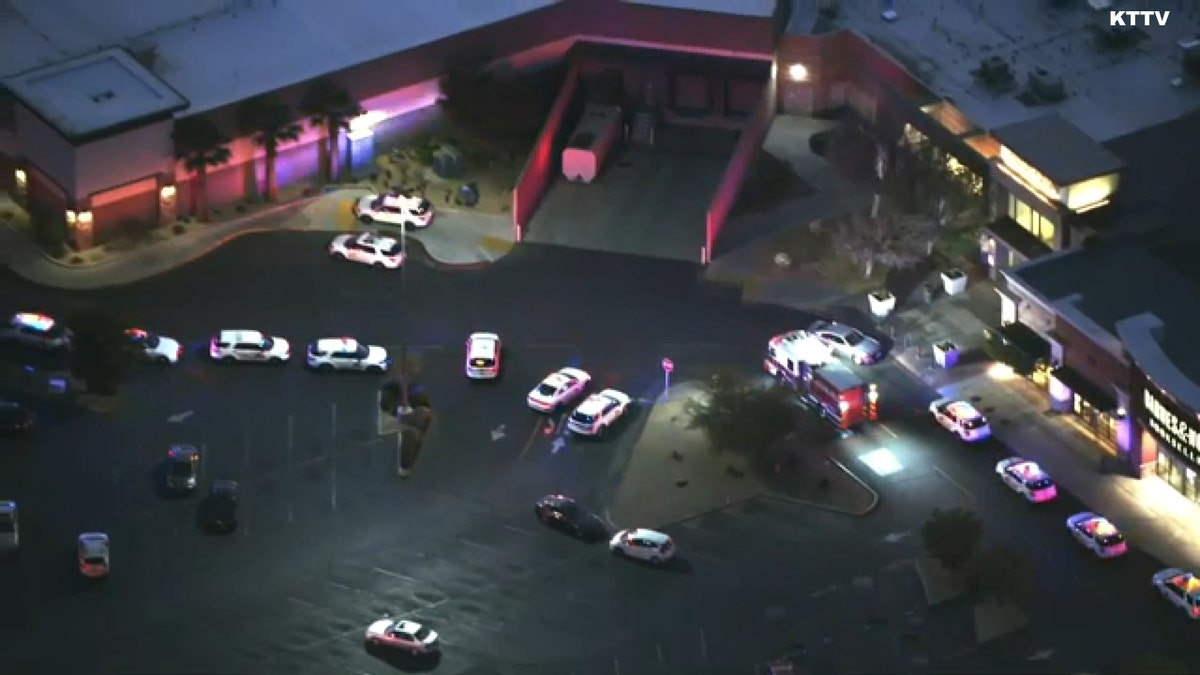 Emergency services responded to a shooting incident at a mall in Victorville, where a person was shot Tuesday, April 12, 2022 (KTTV)