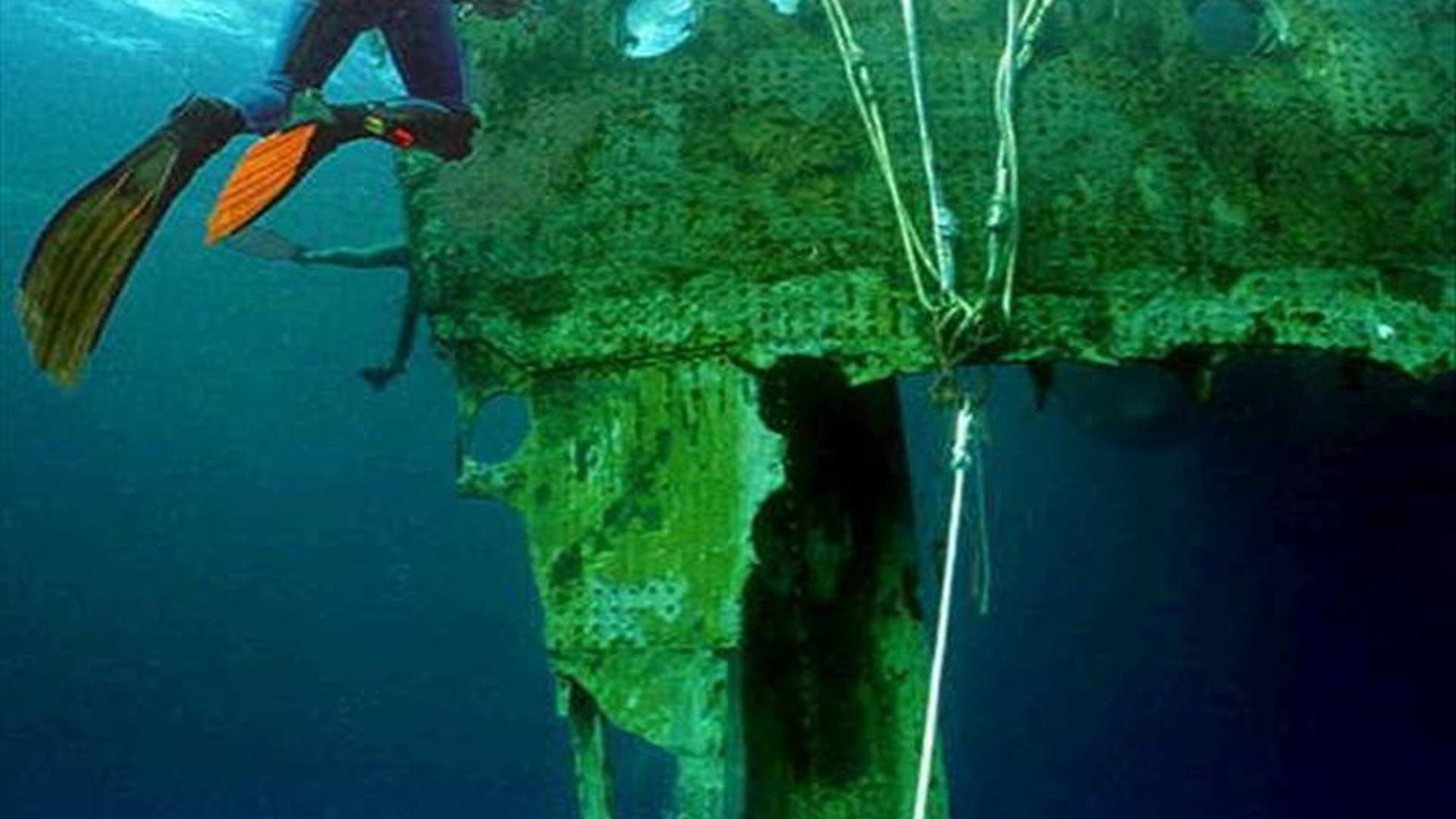 Diver swims to Titanic wreckage