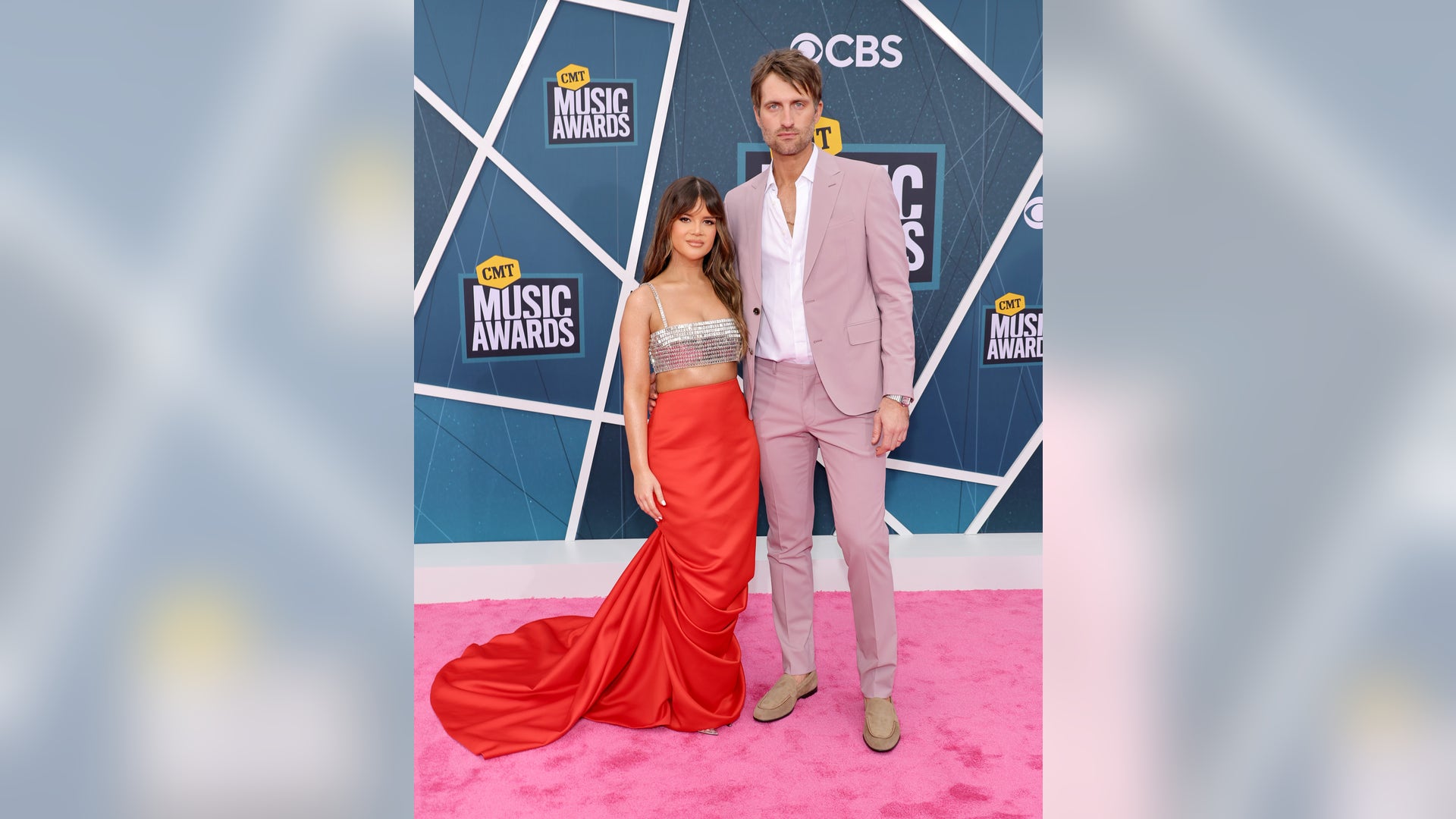 Maren Morris and Ryan Hurd attend the 2022 CMT Music Awards.