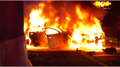 3 California Highway Patrol officers injured in fiery freeway crash