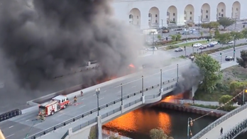 Homeless encampment in Oakland goes up in flames