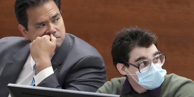 Chief Assistant Public Defender David Wheeler is shown at the defense table with Marjory Stoneman Douglas High School shooter Nikolas Cruz during jury pre-selection in the penalty phase of his trial at the Broward County Courthouse in Fort Lauderdale on Monday, April 4, 2022.