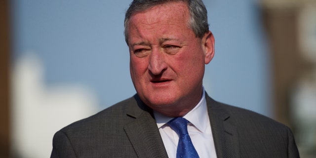 Philadelphia Mayor Jim Kenney departs in on May 19, 2015.