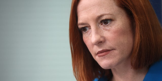 White House Press Secretary Jen Psaki looks on as she holds a press briefing at the White House, in Washington, D.C., U.S. March 21, 2022. REUTERS/Leah Millis