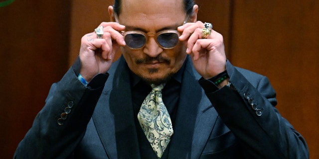 Johnny Depp testifies during his defamation trial in the Fairfax County Circuit Courthouse in Virginia, on April 19, 2022.