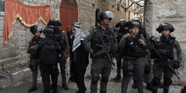 Israeli police are deployed in the Old City of Jerusalem, April 17, 2022. 