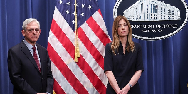 Attorney General Merrick Garland and Anne Milgram, administrator of the Drug Enforcement Administration, announce the extradition and unsealing of an indictment charging former Honduran President Juan Orlando Hernandez with participating in a cocaine-importation conspiracy and related firearms offenses, at the Department of Justice on Thursday, April 21, 2022 in Washington.