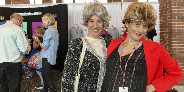 Sisters Hillary Wasicek and Melissa Gluck dressed in costumes depicting Dorothy Zbornak and Blanche Devereaux from the hit TV sitcom "The Golden Girls." The pair attended a fan convention dedicated to the sitcom in Chicago on Friday, April 22, 2022.