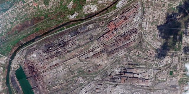 This satellite image from Planet Labs PBC shows damage at the Azovstal steelworks in Mariupol, Ukraine, Wednesday, April 27, 2022. 