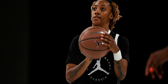 Aaliyah Gayles of Las Vegas, NV shoots a free throw during the Jordan Brand Classic girls game at Hope Student Athletic Center on April 15, 2022 in Chicago, IL.