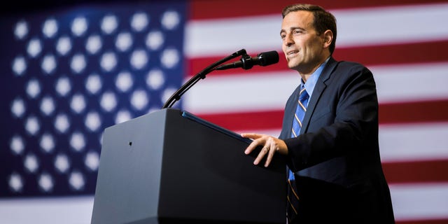 Former Nevada attorney general Adam Laxalt campaigns for the 2022 GOP Senate nomination in the key western battleground state.