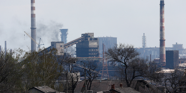 The Azovstal Iron and Steel Works factory in Mariupol, Ukraine, on Friday, April 22.