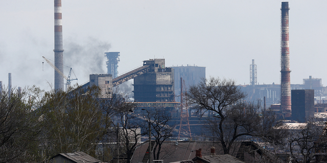 The Azovstal Iron and Steel Works factory in Mariupol, Ukraine, on Friday, April 22.