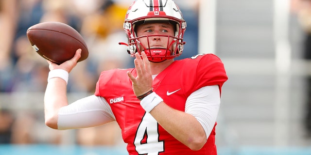 Bailey Zappe of the Western Kentucky Hilltoppers in action against the Appalachian State Mountaineers during the RoofClaim.com Boca Raton Bowl at FAU Stadium on Dec. 18, 2021 in Boca Raton, Florida.