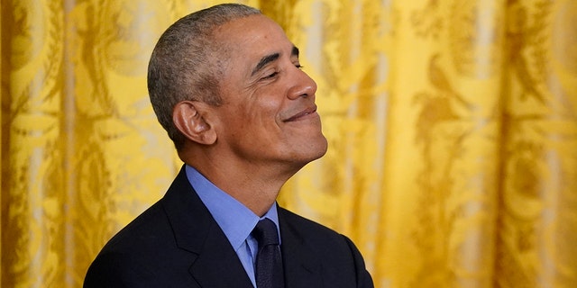 FILE - Former President Barack Obama is seen speaking at an event about the Affordable Care Act, Tuesday, April 5, 2022, in the East Room of the White House in Washington.