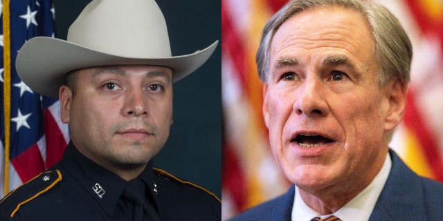 Harris County Deputy Darren Almendarez and Texas Gov. Greg Abbott