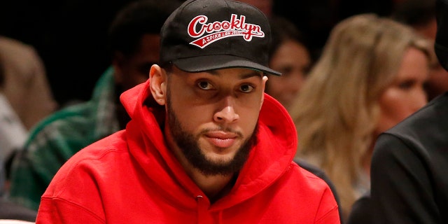 Ben Simmons of the Brooklyn Nets looks on during the Utah Jazz game at Barclays Center on March 21, 2022, in New York City.