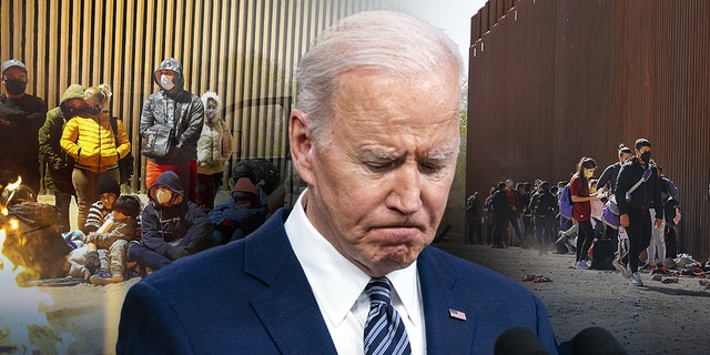 Asylum seekers from Colombia, Venzuela and Cuba wait next to the U.S. border wall with Mexico to be processed by CBP Feb. 21, 2022 in Yuma, Arizona; President Biden speaks about reducing energy prices March 31, 2022. 