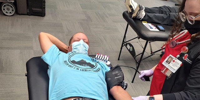After he visited Charleston, Barnes went on to donate blood for the fourth time on his trip. 