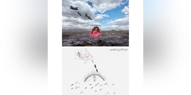 McCarty created this War Toys "Survivor. Alone." art piece in 2016. An anonymous Syrian refugee girl drew a picture of the isolation and guilt she felt as the sole survivor of an Aleppo airstrike. Her family did not survive.