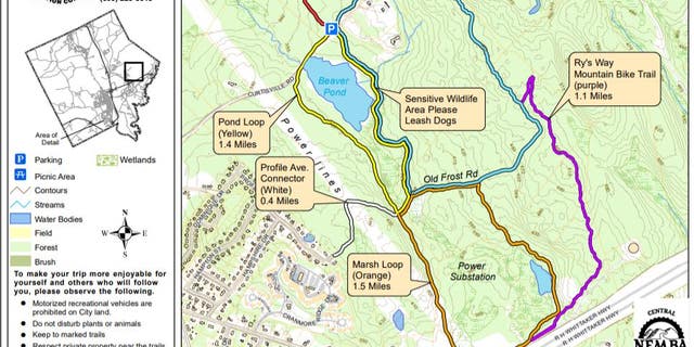 Investigators released this map of the Broken Ground Trails system and are asking for local residents who may have seen anything suspicious to contact them following a shooting that left a married couple dead in the area last week. 