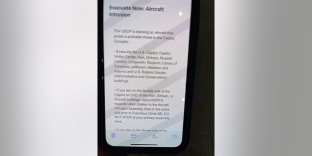 Instructions to evacuate the Capitol Building, Washington D.C.