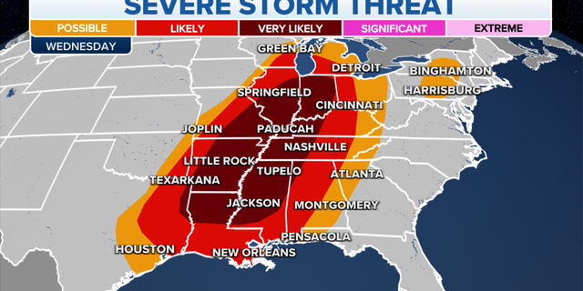 Severe storm threat on Wednesday