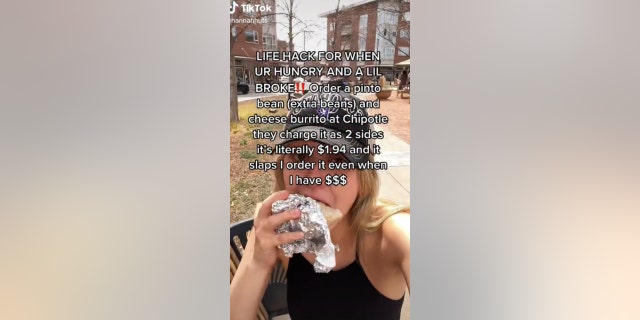 Hannah Hutson recently revealed her hack for getting a Chipotle burrito for just about $2 on TikTok.